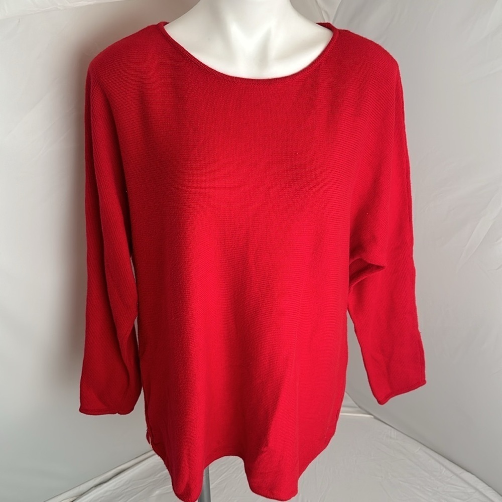 MICHAEL Michael Kors red boatneck sweater with gold zippers on sides